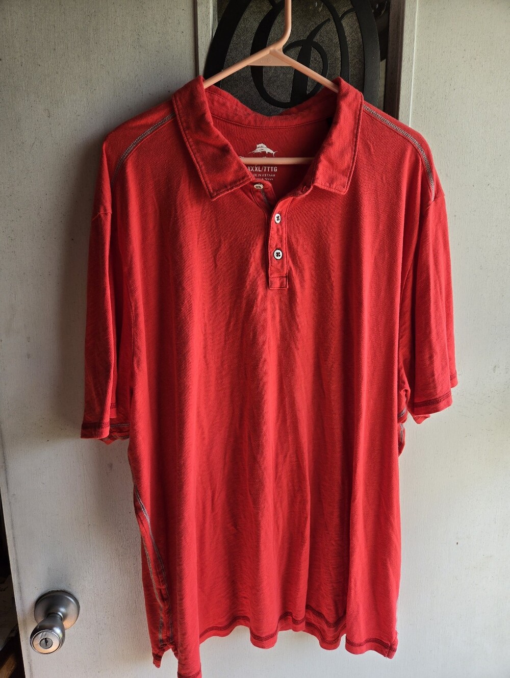 Tommy Bahama Coral Red Polo Shirt - Men's Casual Short Sleeve EUC